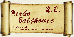 Mirko Baljković vizit kartica